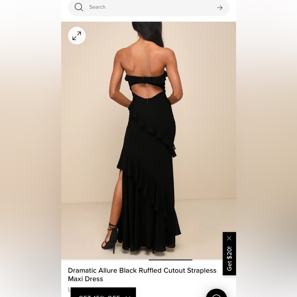 Dramatic Allure Black Ruffled Cutout Strapless Ma… - image 2